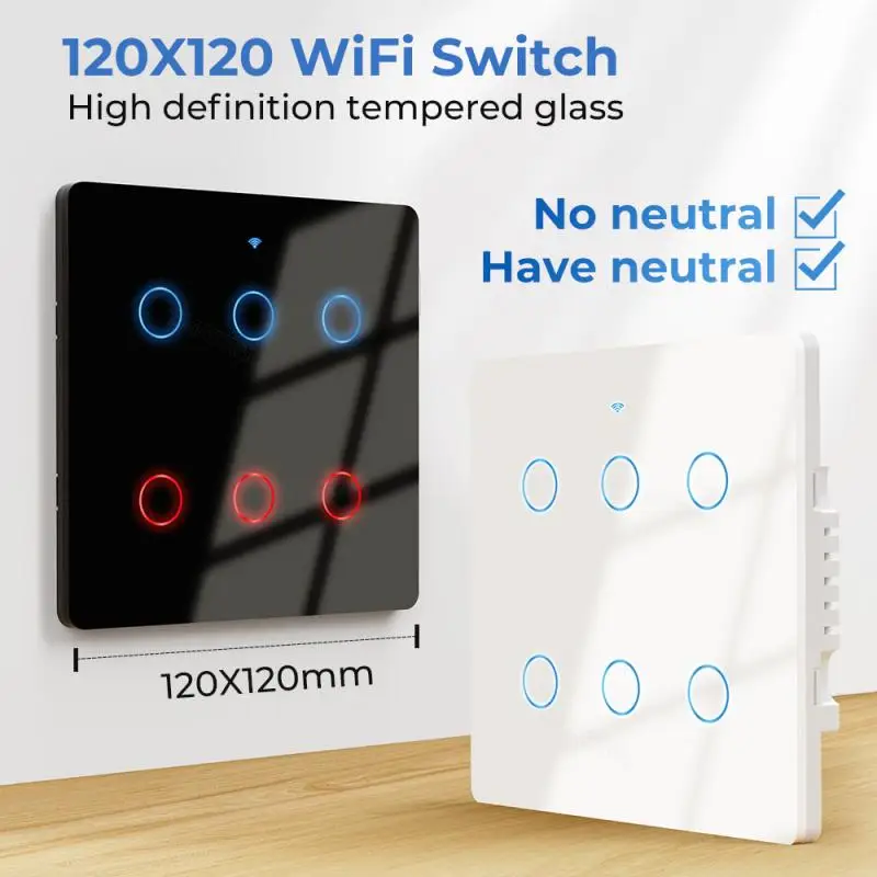 

Smart WiFi Touch Switch Graffiti Brazil 4 And 6 Wall Single Zero Fire Universal Remote Control APP Voice Timing Switches