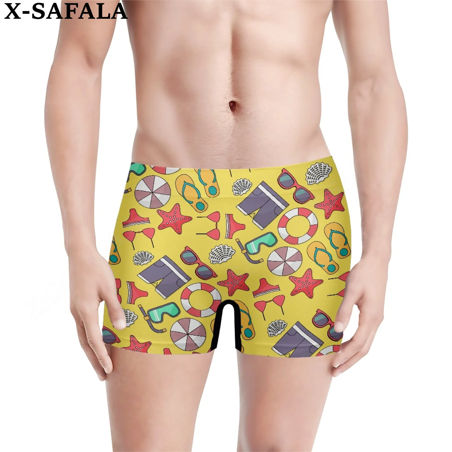 

Summer Hawaiian Beach Resort Style 3D Print Men‘s Underwear Shorts Seamless Pants High Elastic Swimwear Beach Swimming Trunks