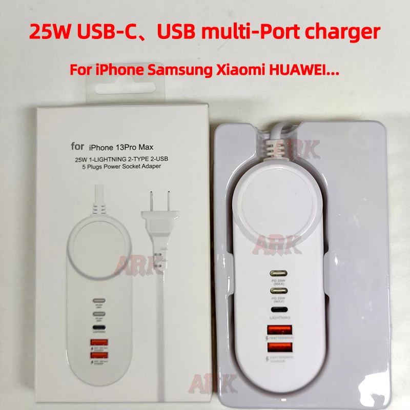 

PD 35W 5 Ports USB C Charger Quick Charge Wall Charger 1M Cable Power Adapter UK EU US For Mobile Phone Fast Charging For IPhone