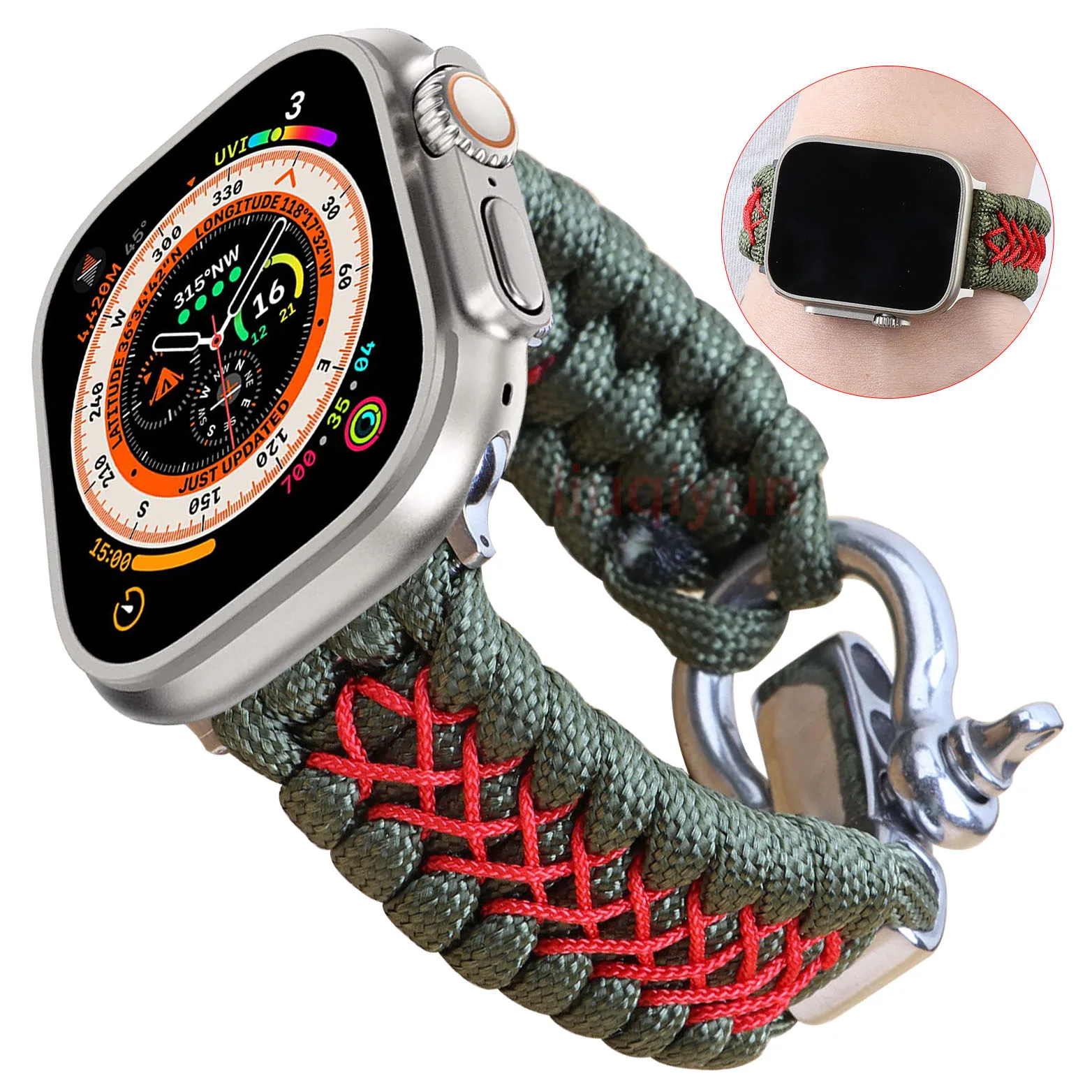 Ремешок нейлоновый для Apple Watch Ultra, плетеный браслет для зонтиков iWatch Series 6 5 4 3 2 SE 38 мм 42 мм 40 мм 44 мм, 49 мм 8 7 41 мм 45 мм
