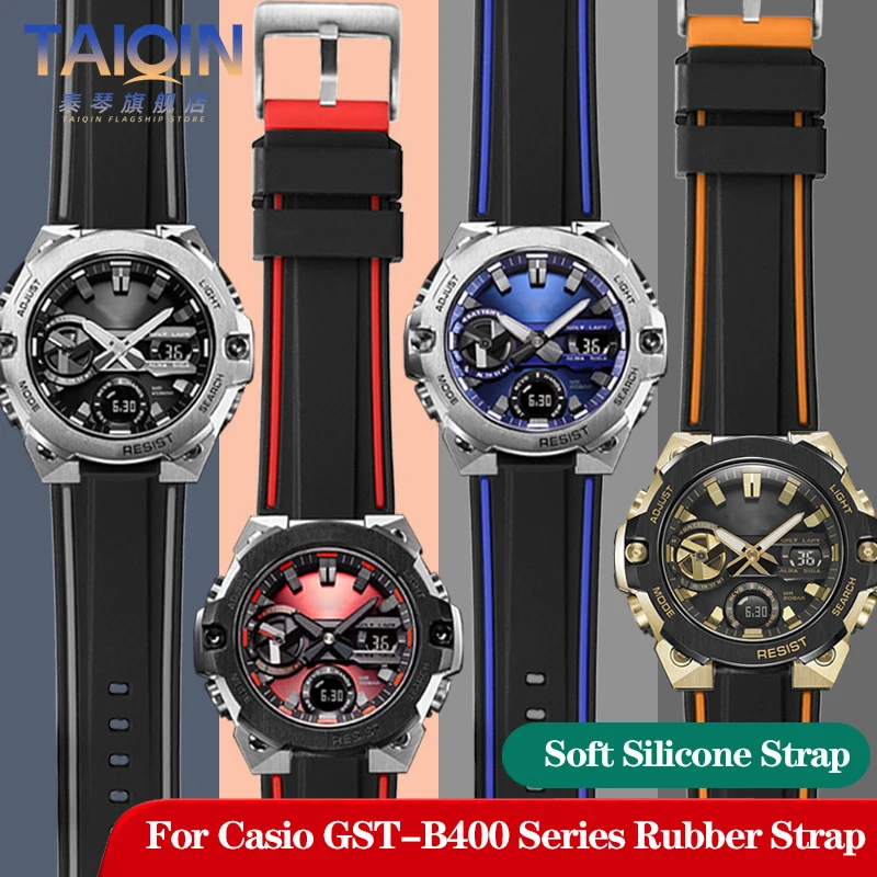 Ремешок для Casio GST-B400 G-SHOCK Steel Heart Men's GSTB400 GST-B400D ремешок из силикона часов 16 мм