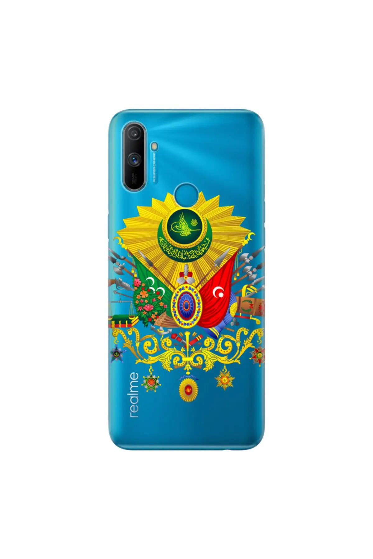 

Realme C3 Case Flexible Silicone Cover Tugra pattern Nano Glass