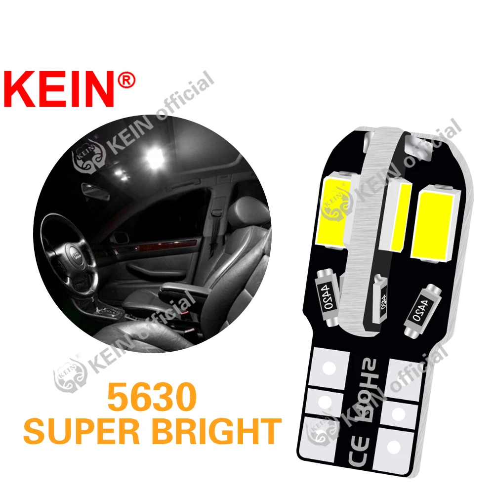 

KEIN 4PCS W5W T10 LED Bulbs 194 168 Canbus 5730 8SMD 12V 6000K LED Dome Map Car Interior Lights Parking Light Auto Signal Lamp
