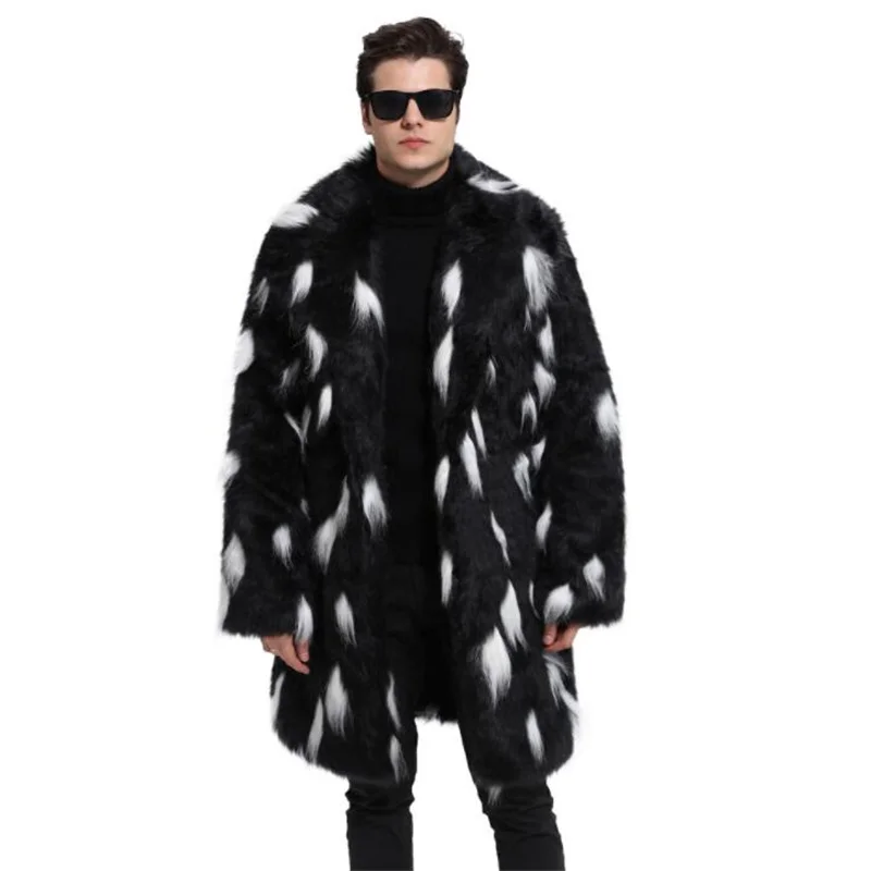 Autumn faux fur jacket mens winter thicken warm leather coat slim clothes jaqueta de couro fashion chaquetas hombre black
