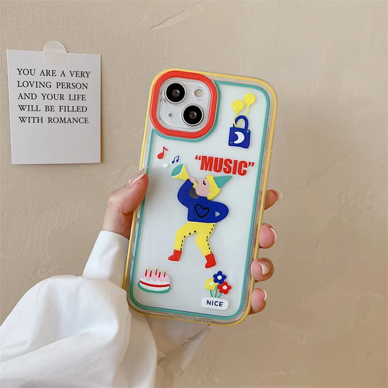 

Luxury Cute Transparency Colorful Funny Art Painting Phone Cases For Iphone 13 12 Pro 11 X XR XS Max Shockproof Soft Back Cover