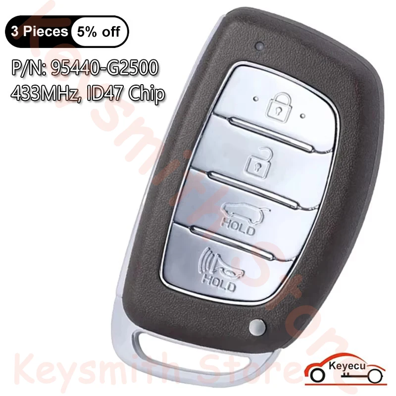 KEYECU 4 кнопки 433 МГц ID47 чип для Hyundai Ioniq 2019 2020 2021 Auto Keyless Go Smart Remote Control Key Fob 95440-G2500