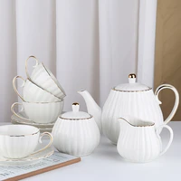 ceramic teaware sets european style white afternoon tea coffee set bone china water utensils coffee pot tea cup bar decoration