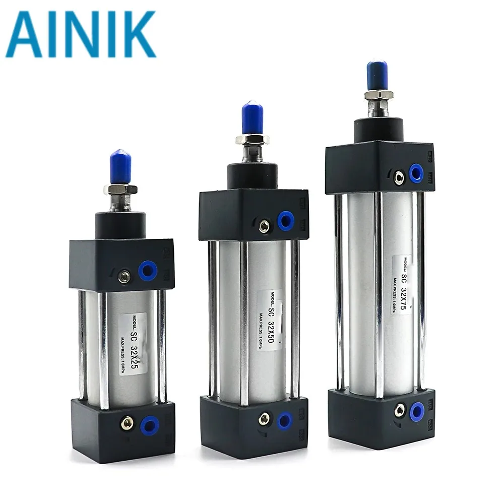 

Standard Air Pneumatic Cylinders SC 32/40/50/63mm Bore Double Acting 50/75/100/125/150/175/200/250/300/350/400/500/1000mm Stroke