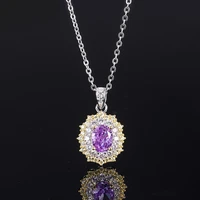 new fashion trend s925 silver inlaid 5a zircon jewelry purple diamond small pigeon egg color separation set