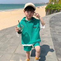 childrens clothing sets kids boys girls clothes short sleeve hooded shirtpant kids 2pcs suit cotton 2022 summer baby outfit