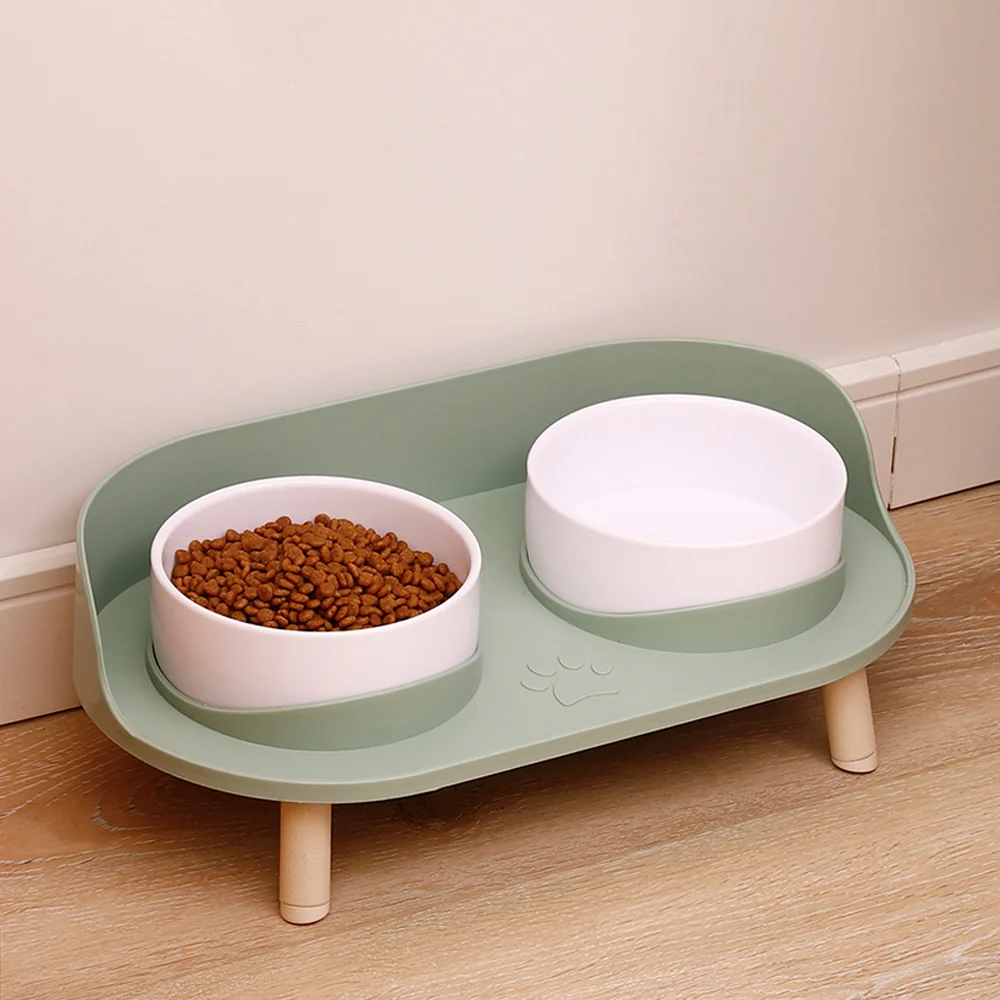 

Двойная миска для кошек, поилка для домашних животных с регулируемой высотой, миска для воды для кормления котят, товары для еды, миска для собак