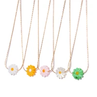 daisy pendant necklace for women fashion lovely colorful flower pendant gold color clavicle chain wedding vacation jewelry gift