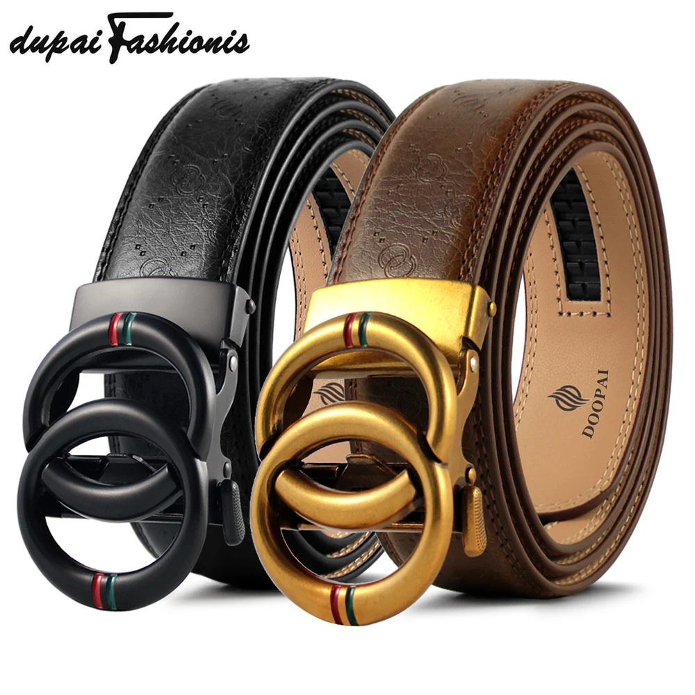 DUPAI FASHIONIS – ceinture classique rétro en cuir véritable  automatique  Double boucle ronde