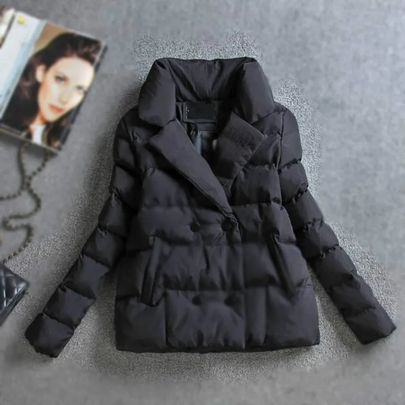 New M-3XL Solid Cotton Coat Winter Women Jacket Slim Warm Parka Casual Full Ladies Clothing Short No Hat Coat Plus Size Winter