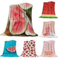 Watermelon Flannel Throw Blanket Fresh Fruit Blanket King Queen Size Warm Super Soft Lightweight Teenage Boys Girls Summer Gift