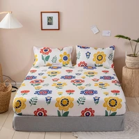 bedspread bedcover 3pcs bed sheet with pillowcase quilt couvre lit sheet with elastic bed linen polyester mattress cover