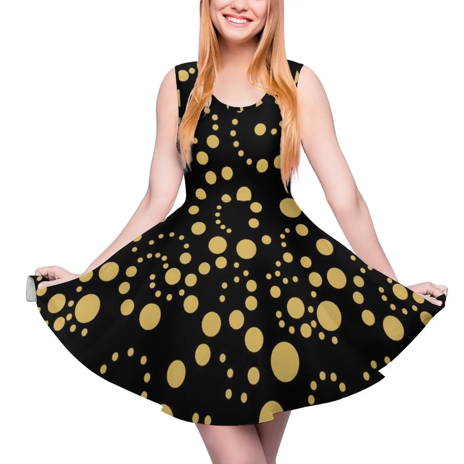 

Женское летнее платье в горошек, без рукавов