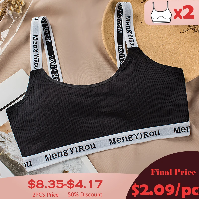 

2pcs Women Fitness Crop Top Without Steel Ring Letter Print Underwear Female Sexy Breathable Bra Soft Sleep Bra Dropshipping