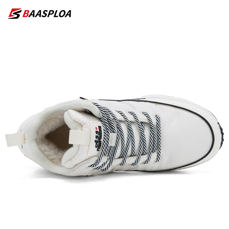 Baasploa Winter Luxury Warm Trainers Cotton Shoes Fashion Low Heels Comfort Ankle Boots Female Outdoor Waterproof Hiking Sneaker