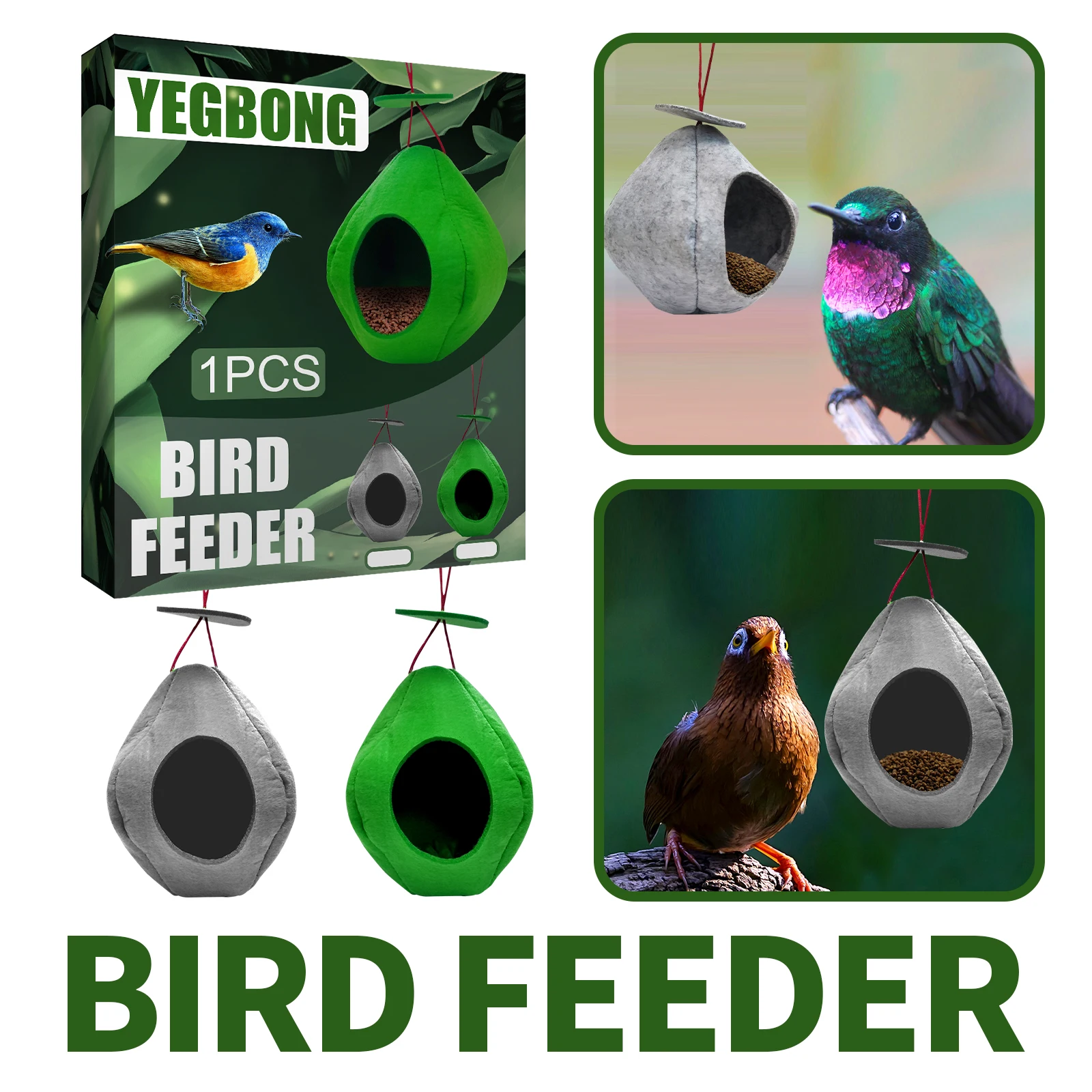 

Handheld Hanging Felt cloth Material Bird Feeder for Small Birds Love bird Macaws Outdoor Pet Appliance