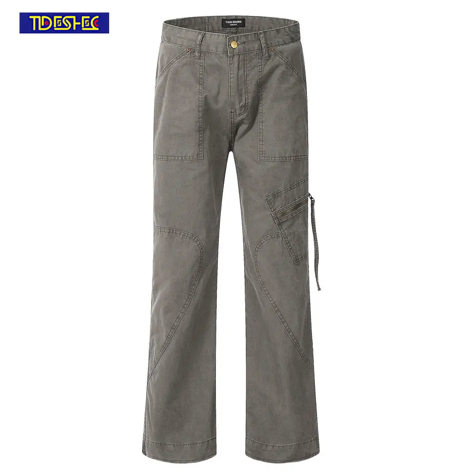 

Женские прямые джинсовые брюки в стиле пэчворк с карманами и высокой талией