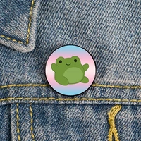trans frog printed pin custom cute brooches shirt lapel teacher tote bag backpacks badge cartoon gift brooches pins for women