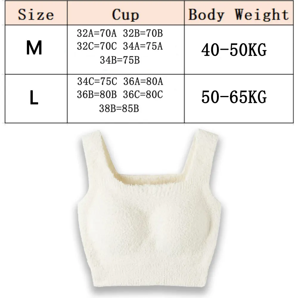 Women Bra Top Fur Soft Plush Fleece Bras Push Up Thermal Underwear Wireless Bralette Comfortable Lingerie Sexy Crop Top