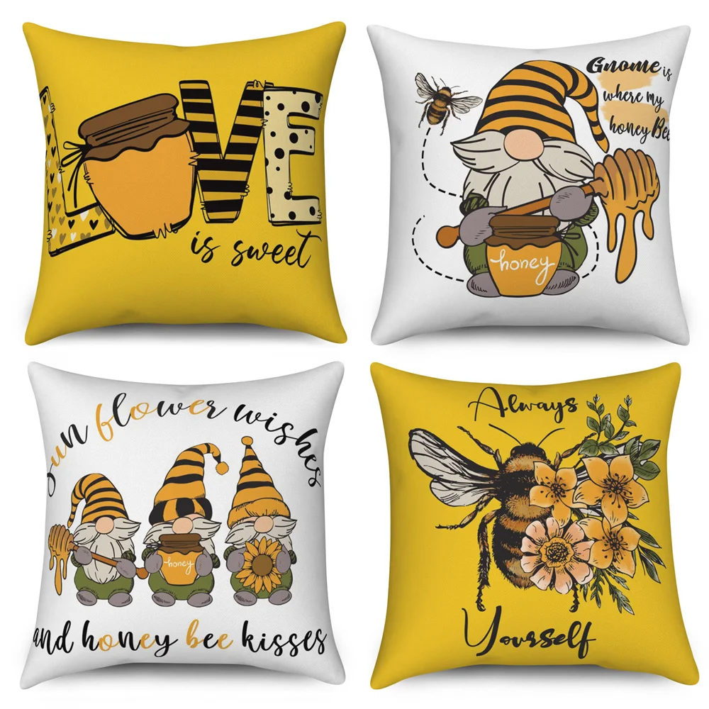 

Наволочка желтого и белого цветов из полиэстера с изображением эльфа