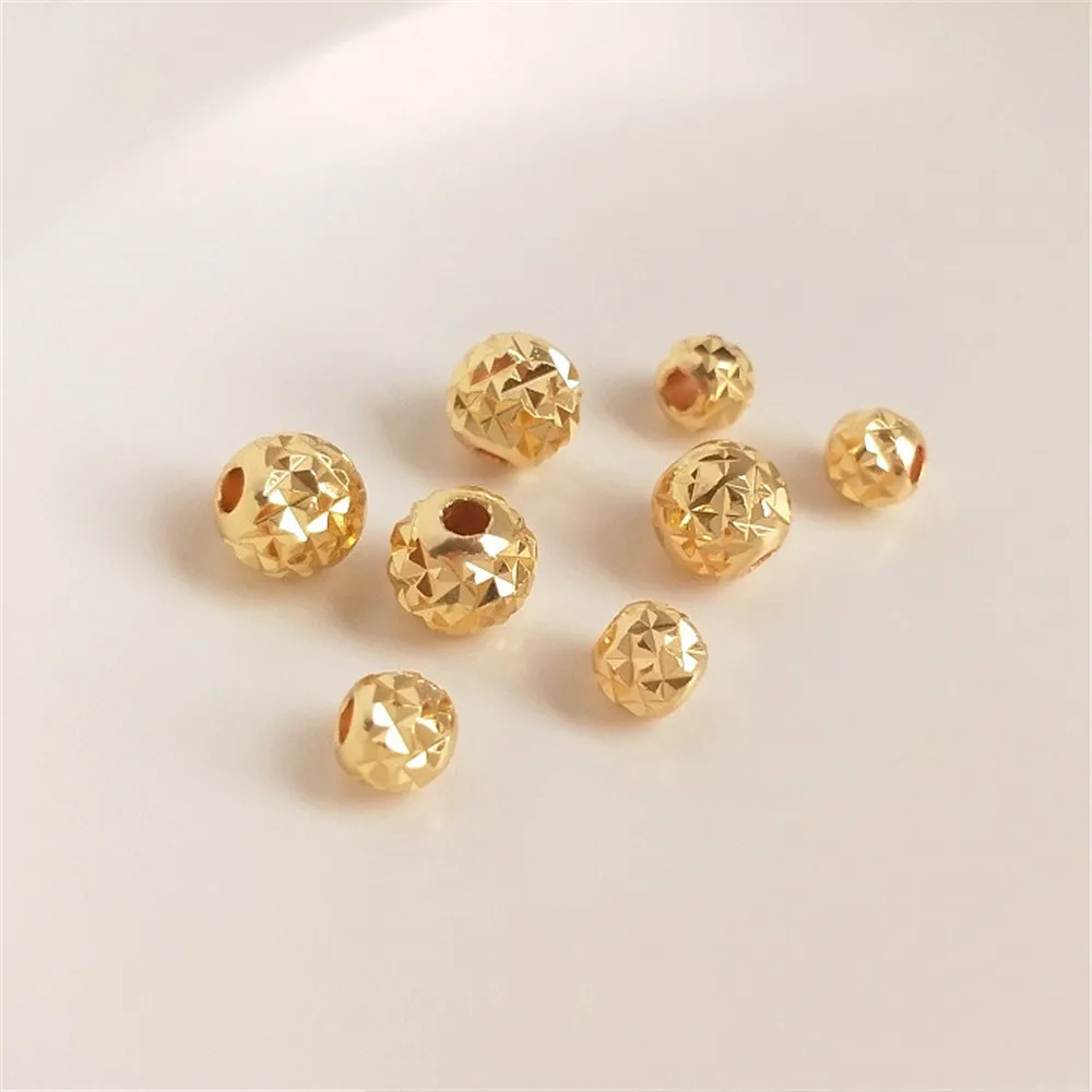 

14K Gold Filled Plated Pineapple bead diamond cut bead round bead DIY bracelet necklace loose bead accessories