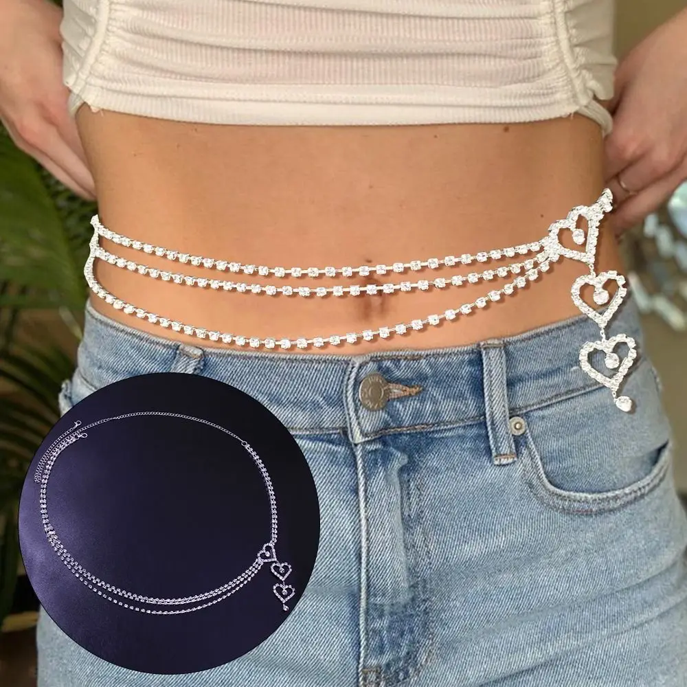 

Decorative Elegant Multilayered Crystal Waist Chain Rhinestone Waist Band Slimming Cummerbands Luxury Thin Waistband