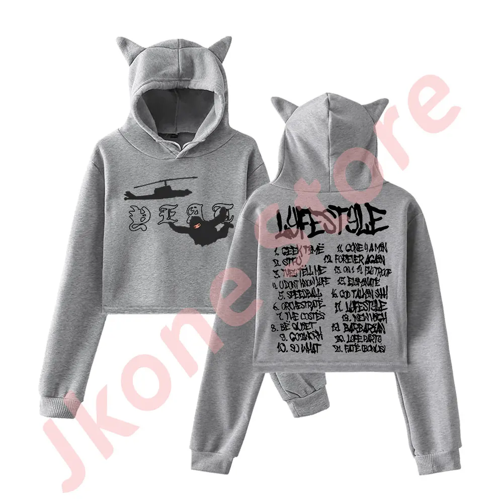 Yeat Lyfestyle Tracklist Merch пуловер женская толстовка с кошачьими ушками топ длинными