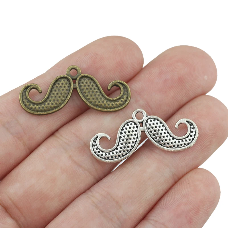 

Vintage 20Pcs 30*13mm Antique Silver Color Mustache Charms For DIY Jewelry Making Necklace Pendant Accessories Handcraft