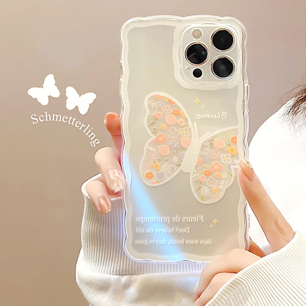 

Lovely butterfly phone case iPhone 13pro Max case transparent soft phone cover for iPhone 11 12pro max XR 7/8Plus
