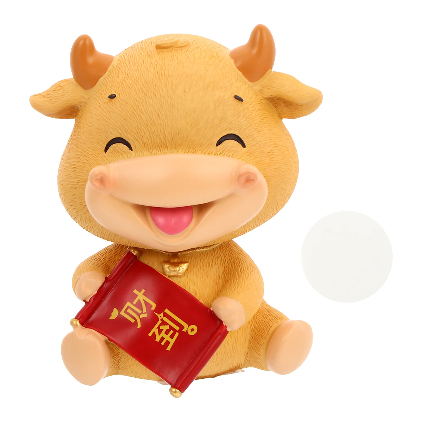 

Cow Year Toy New Chinese Figurine Figure Animal Zodiac Figurines Car Decor Resin Decorations Head Shaking Gifts Desk Christmas