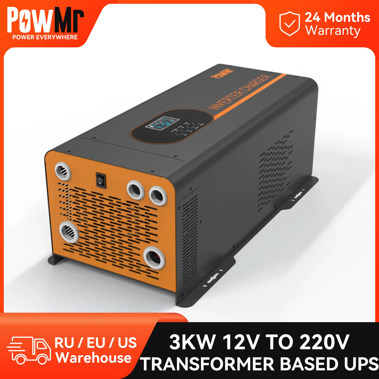 

PowMr 3KW Transformer Based UPS 12V to 220V Pure Sine Wave Inverter AC Converter for Home RV Truck Car