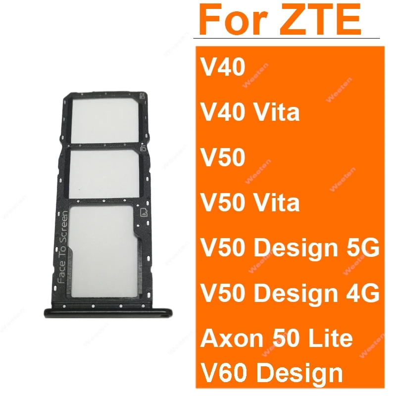 Фото Держатель SIM-карты для ZTE Blade V40 V50 V60 Vita Design Axon 50 Lite, разъем для SIM-карты, замена SIM-ридеров, запасные части №1