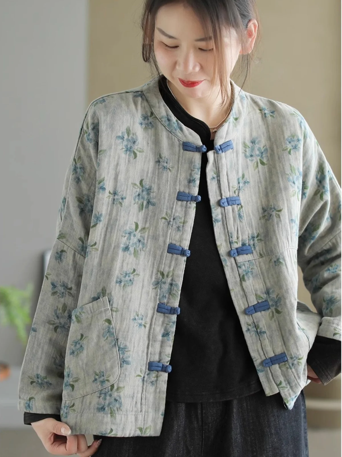 Этническая Sle китайская цветочная пластина с пряжкой короткая верхняя одежда