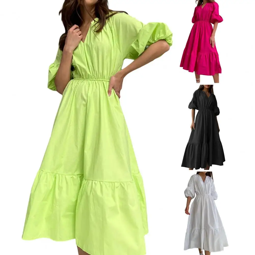 

Женское винтажное платье макси с коротким рукавом, длинное Повседневное платье большого размера для пляжа и отдыха, лето 2022