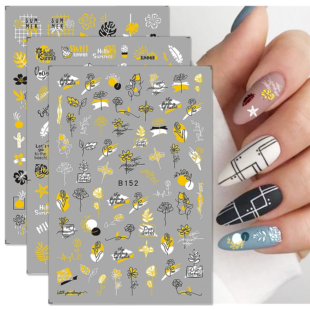 Золотые и белые бронзирующие наклейки для ногтей с цветами бабочками переводные