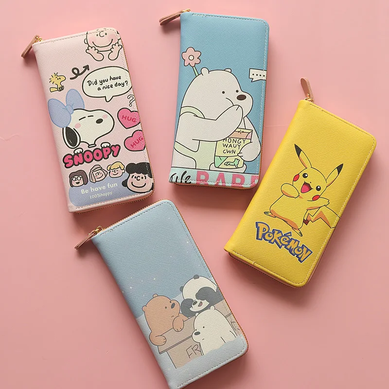 

Kawaii Pokemons Cartoon Wallet Lovely Pikachus Snoops Pu Leather Fashion Portable Coin Bag Wallet Creative Birthday Gifts