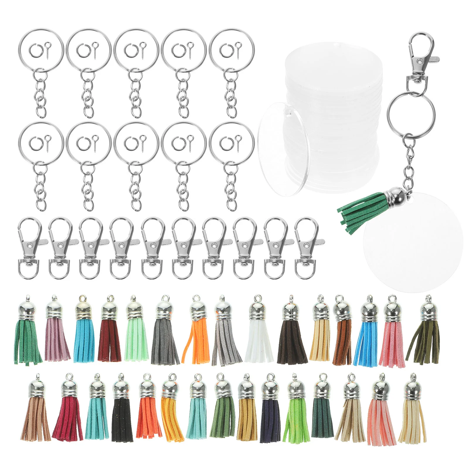 

DIY Accessory Key Pendant Decorative Acrylic Blank Keychain Blanks Round Tassel Decoration Multi-function