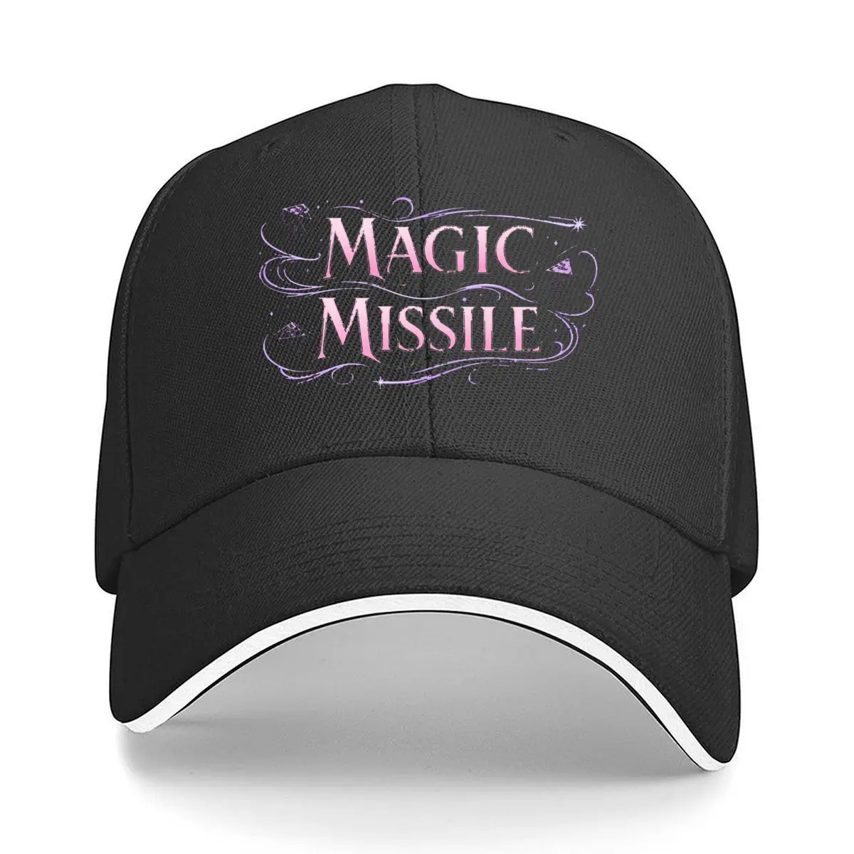 Фото Бейсболка Magic Missile Fantasy Dice Typograph в стиле хип-хоп, модная, для активного отдыха, спортивная, с дизайном «сэндвич» №1