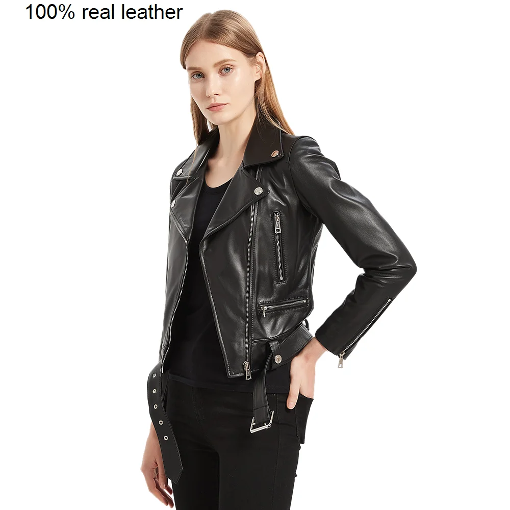 Soft 100% Natural Sheepskin Genuine Leather Women Slim Female Skin Jacket Ladies Clothing Autumn Spring M125