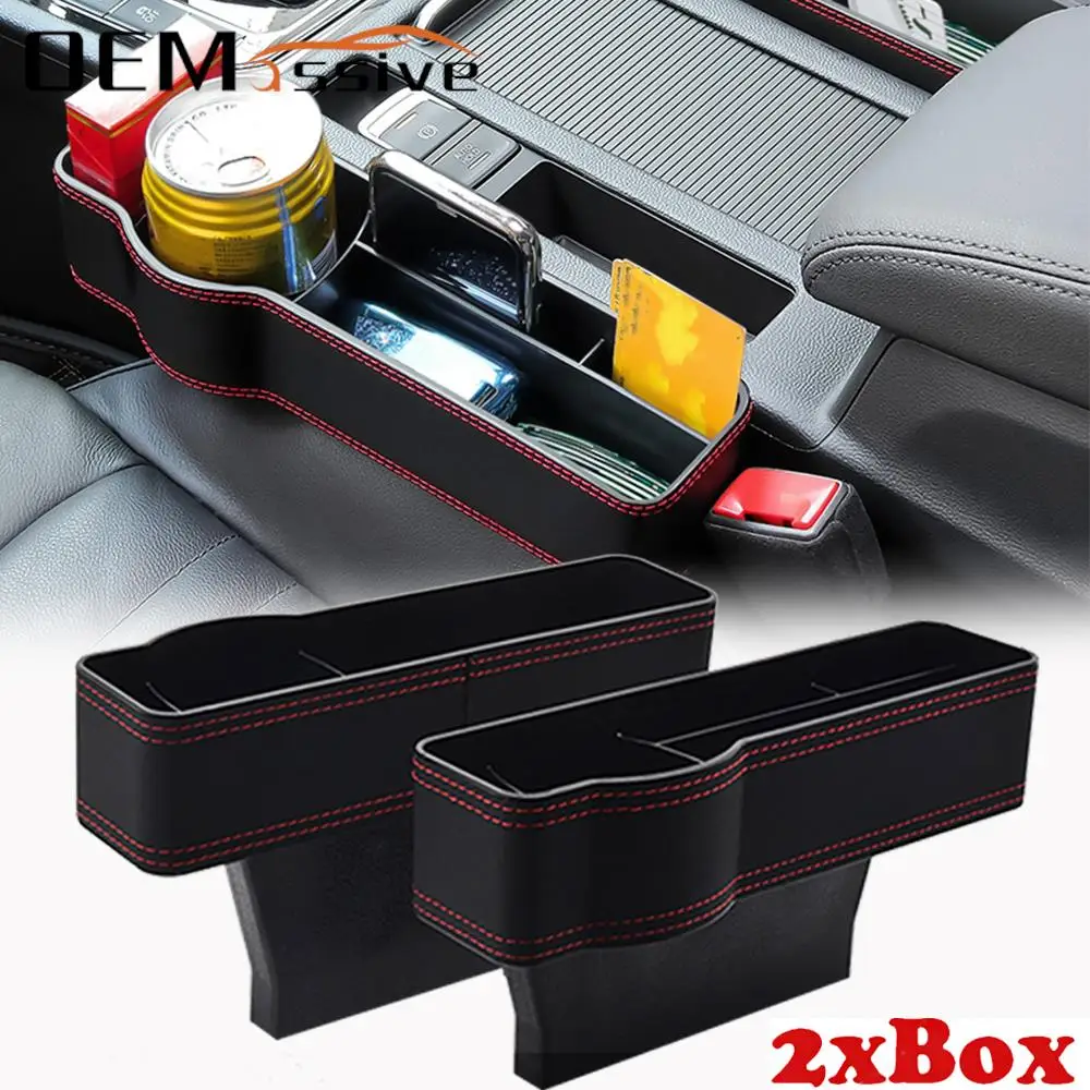 

PU Leather Car Seat Gap Storage Box with Cup Holder Console Organizer Crevice Pocket Filler for Stowing Tidying Multifunctional
