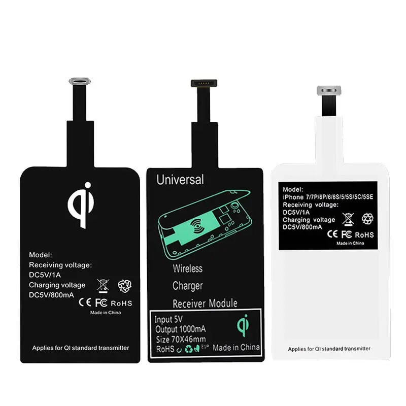 

Mobile Phone Wireless Charging Receiver Micro USB Type C Universal Fast Wireless Charger Adapter Mobile Phone Charger New