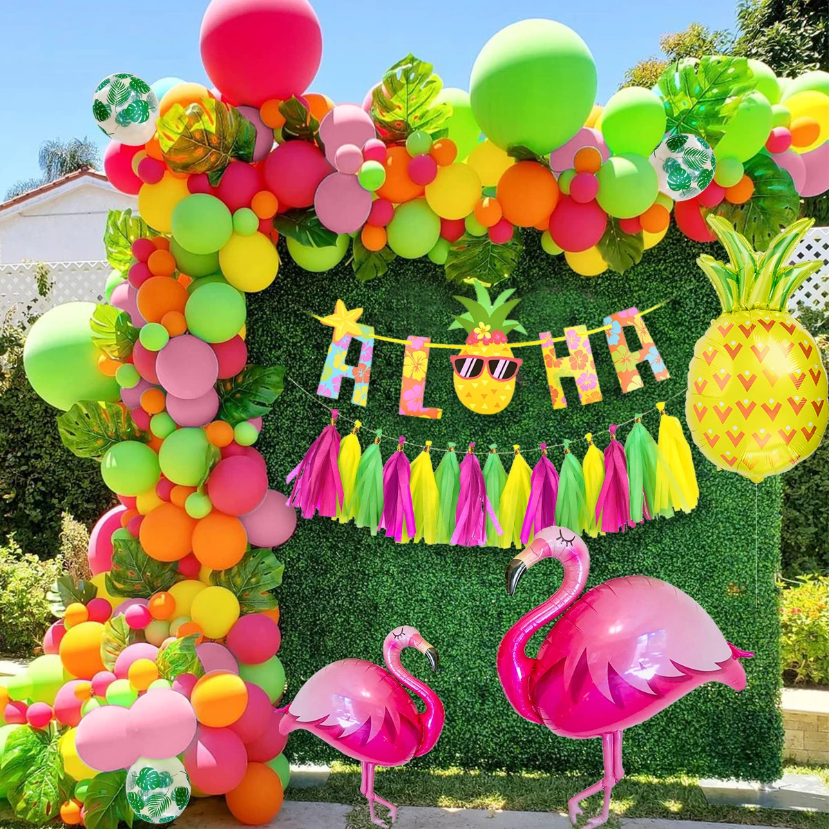 

Tropical Hawaiian Party Decorations Kids Boy Girl Pink Flamingo Birthday Decorations Luau Summer Party Supplies Aloha Pineapple