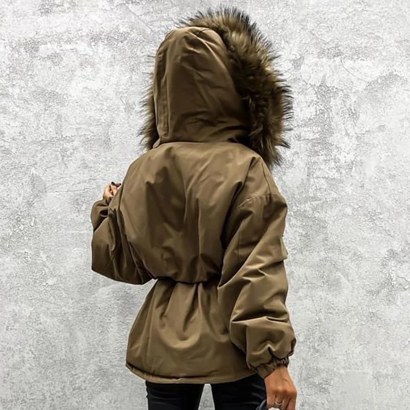 DEODAR Women Winter Casual Microfiber fabrics Cotton Jacket Hooded Fur Collar Thicken Parkas Coat Short Style Warm Lady Clothes