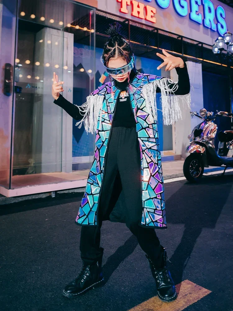 

ZZL Urban Dance Girl Costume Children K-pop Hip-hop Outfits Catwalk Performance Clothing Model Fashion Kids Jazz Dance Suit