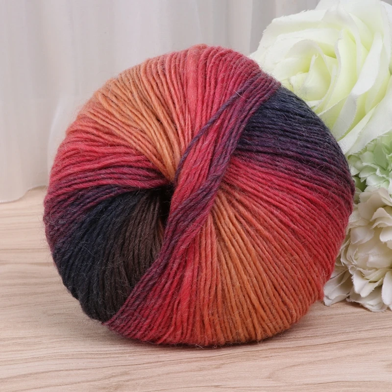 

Colorful Wool Blend Yarn Ball 50g Handwoven Rainbow Crochet Cashmere Knitting for Autumn Winter Keep Warm Supplies