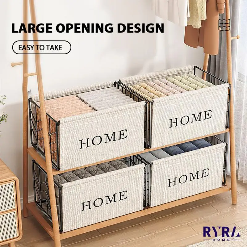 

Wardrobe Organizer Storage Basket Closet Organizers Iron Fabric Closet Clothes Drawer Box For Home Organizer Storage Accessories